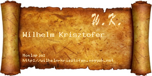 Wilhelm Krisztofer névjegykártya